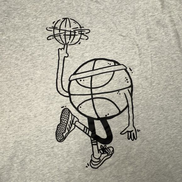 Adidas Shirt Mens XXL Gray Lil Stripe Spinning Basketball Cartoon Front Back USA - Picture 4 of 7